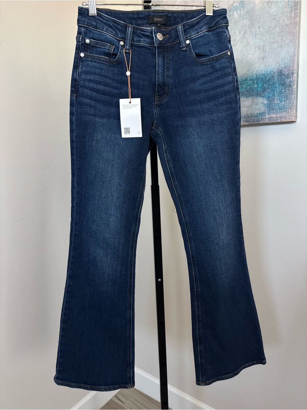 NEW Quince Luna Stretch Flare Jeans Womens 26 Regular Midnight Blue Mid Rise NWT - Picture 2 of 8